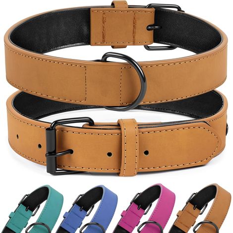 Collier pour Chien, Collier pour Animaux en Cuir, Marron/M (1/5)