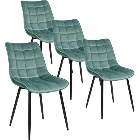 Lot de 4 Chaises de salle à manger WOLTU, Chaises de cuisine, Siège en velours, Pieds en métal, Vert Turc (1/5)