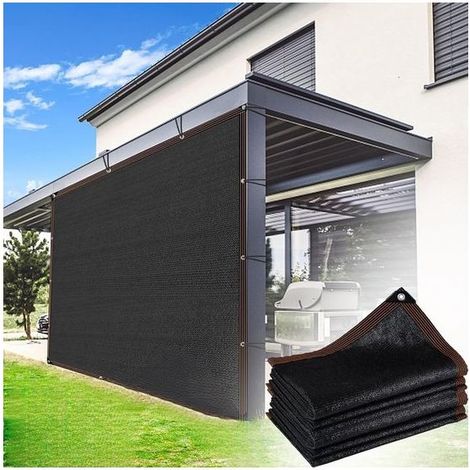 Voile d’ombrage 2 x 3 m – Toile pare-soleil pour terrasse et jardin – Protection solaire en polyéthylène – Brise-vue extérieur – Noir (1/2)