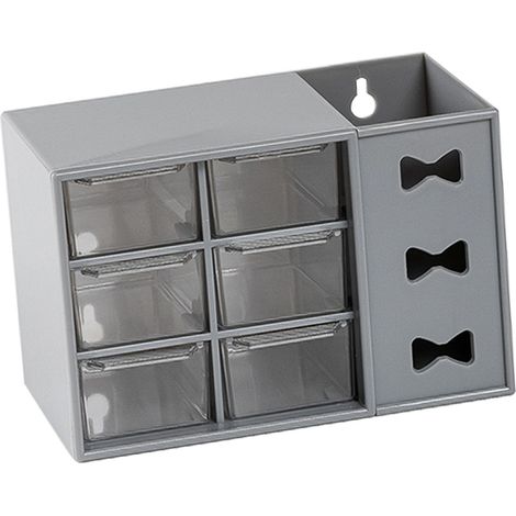 Étagère de bureau à stylos anti-poussière à 6 tiroirs, rangement idéal pour étudiants et professionnels (gris) (1/5)