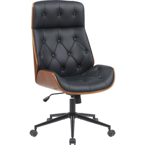 Chaise de bureau fauteuil de direction pivotant avec revêtement Chesterfield hauteur réglable en simili cuir noir 100006977