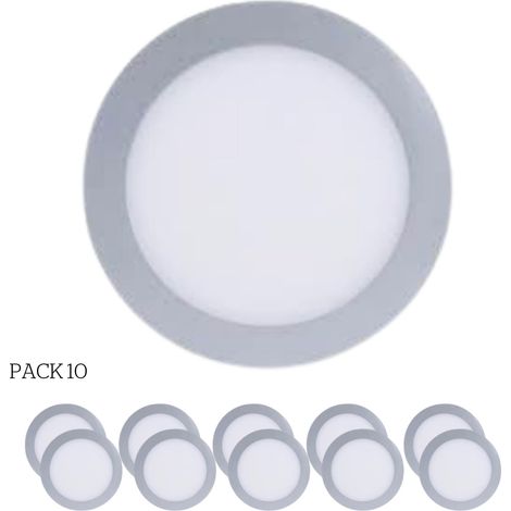 Easy Circular - 10 Downlights con LED integrado 4000K para iluminar hacia abajo ON/OFF ø22,5cm Color Gris (1/5)
