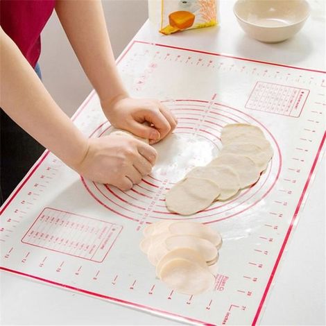 Grand Tapis de Cuisson en Silicone Anti-adhésif Tapis de pâte avec mesure (60x40cm) (1/4)