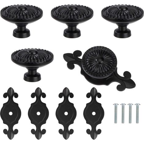 Boutons de Porte Rond Boutons de Tiroir Vintage Poignées de Tiroir avec Vis pour Armoire Bureau Table de Chevet Bibliothèque Meubles 5 Pièces Noir (1/5)