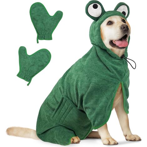 1 Peignoir Chien Microfibre, Absorbant, Réglable, Bain Natation Pluie