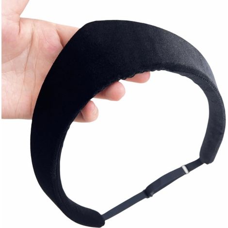 Bandeaux larges en velours, bandeau élastique doux, vintage, bandeau épais et antidérapant (noir) (1/5)