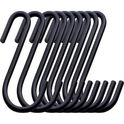 Crochets de Suspension,32 Crochets en S Acier Inoxydable de 6cm Forme de S Crochets en Métal,Crochet Noir S Multifonctions,Double Crochet Cuisine pour Suspension Accroche Ustensiles de Cuisine (1/5)