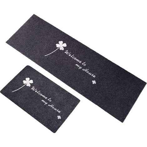 Tapis de cuisine antidérapant 2 pièces – Absorbant eau – Polyester avec fond TPR – 40x60cm et 40x120cm – Lavable en machine (1/3)