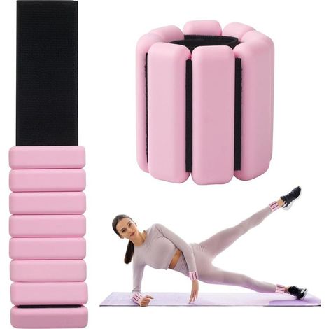 poids pour poignets et chevilles,ajustables et résistants à la transpiration, pour la danse, l'exercice, la marche, le jogging,Rose (1/5)