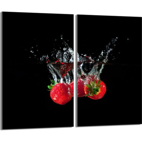 Glas-Herdplattenschutz 2x30x52 Erdbeeren
