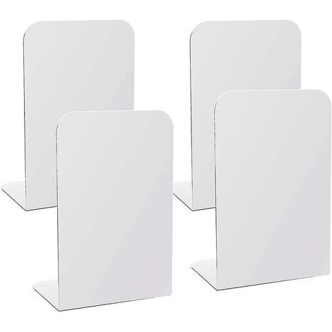 4X Serre-livres en métal blanc,Serre-livres pour étagères avec coussinets en mousse,Livre robuste (1/5)