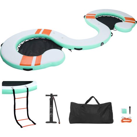 Quai Flottant Gonflable 4,57x1,83 m Plateforme de Quai Gonflable pour Piscine Plage Mer Lac Réunions de Famille Sorties Amis Activités Nautiques avec Sac de Transport Portable, Échelle Amovible (1/5)