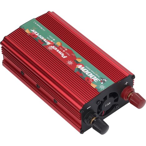 Convertisseur de puissance en alliage d'aluminium DC12V vers AC, faible bruit, onde sinusoïdale, 3000 W, rouge, 220 V, 50 Hz, pour charges multiples. (1/5)