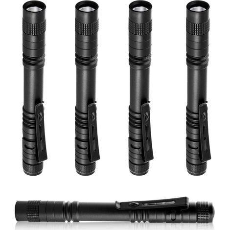 Lampe Torche, 5PCS Mini Lampe de Travail, Lampe de Poche LED portable 200 Lumens de 2AAA Piles Alcalins Alimentation Pour Bricolage, Travail et Éclairage de Secours (1/5)