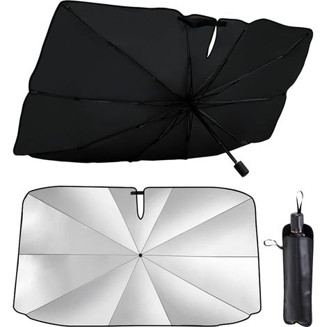 Pare Soleil Voiture Parapluie, Pare Brise Avant Pliable avec Rotation 360°, Protection UV et Anti-Chaleur, Parasol Pare-Brise pour Voiture, SUV et Camionnette (1/5)