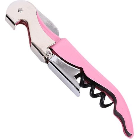 Tire-bouchon rose à double charnière, ouvre-bouteille avec clé de sommelier-AquaForge (1/4)