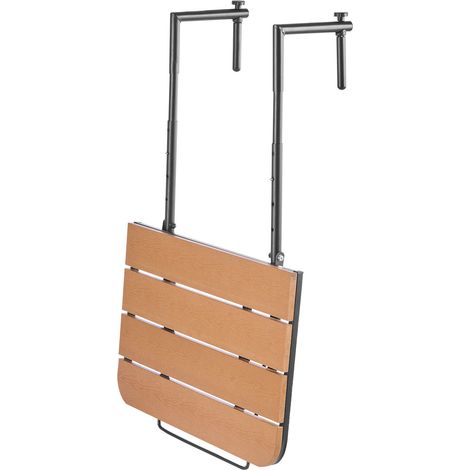 Table suspendue pour balcon, 25x24 cm, pliable, 4 niveaux réglables, compatible garde-corps 1-8,27 cm, idéale terrasse et patio. (1/5)