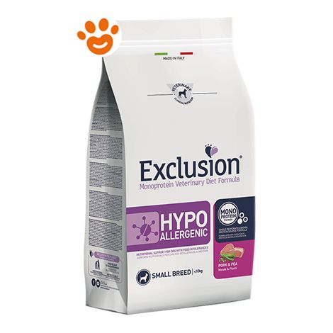 Exclusion Dog Hypoallergenic Adult Small Breed Maiale e Piselli - Exclusion Dog Hypoallergenic Adult Small Breed Maiale e Piselli - Sacco Da 800 Gr
