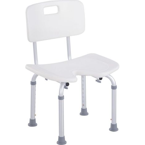 tabouret de douche chaise de douche ergonomique hauteur réglable pieds antidérapants charge max. 136 Kg alu HDPE (1/5)