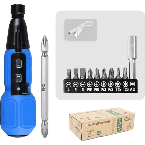 Tournevis électrique sans fil 3,6 V, kit d'outils de réparation avec lampe LED pour ordinateur portable