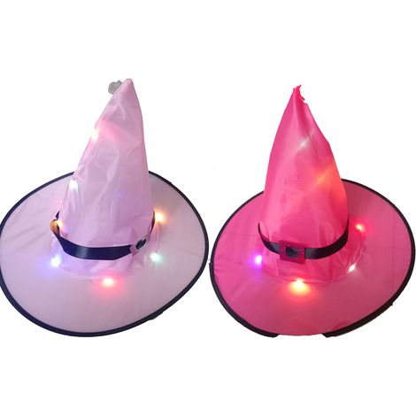 Chapeau de sorcière - Guirlande lumineuse à piles - Décoration Halloween extérieure et intérieure - Lot de 2 (1/5)