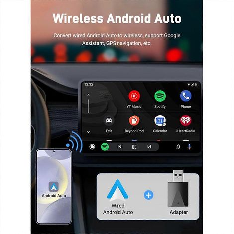 Adaptateur sans fil CarPlay et Android Auto avec mise à jour OTA, mini boîtier plug and play, connectivité Bluetooth/WiFi. (1/5)