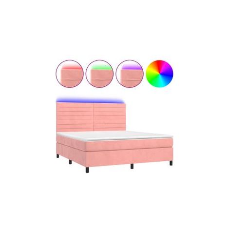 Sommier à lattes de lit avec matelas LED Rose 160x200 Velours (1/5)