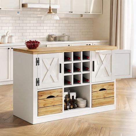 Buffet coloris blanc en MDF 120 x 40 x 72 cm (1/5)