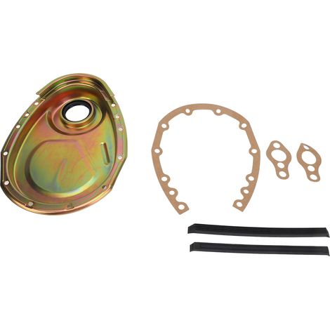 Kit de joints et boulons de couvercle de chaîne de distribution en métal pour moteurs SBC 283, 327, 305, 350, 383 et 400. Finition zinguée. (1/5)