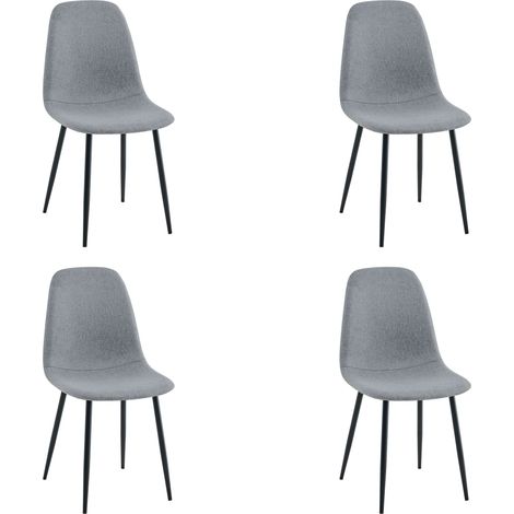 Pack 4 Sillas Comedor, Juego Sillas Cocina Lisa Gris Tapizadas con Patas Metal Negro