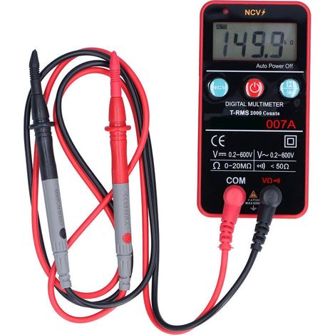 Multímetro digital universal Crezuo HW007A con pantalla LCD, alta precisión de 2V a 600V para pruebas eléctricas.-Crezuo