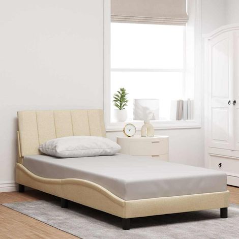 Bettgestell ohne Matratze "Hanko" Creme 100x200 cm Stoff (1/5)
