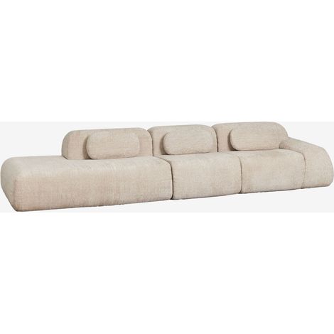 Canapé d'angle modulaire 3 pièces avec méridienne gauche en chenille emballé sous vide Merida SKLUM