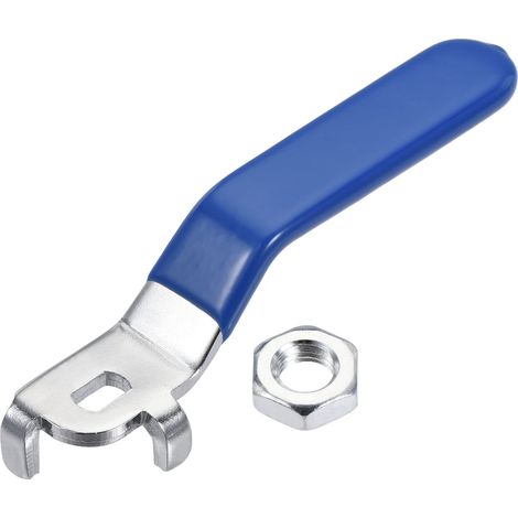 MECCANIXITY Poignée à levier en fer chromé de rechange quart de tour avec poignée en plastique bleue pour vanne à boisseau sphérique DN25 (1/4)