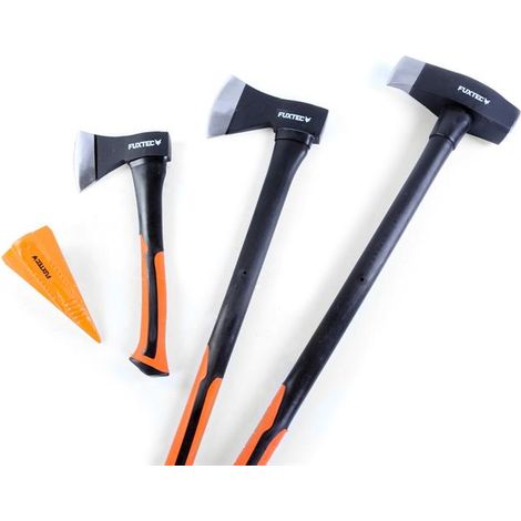 Set di asce - accette - scure 4 pezzi + cuneo / granata spaccalegna FUXTEC