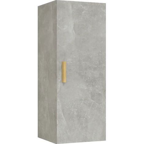 Mobiletto a muro versatile e di design con pratico spazio contenitivo 34,5 x 34 x 90 cm legno composito grigio cemento 020048034