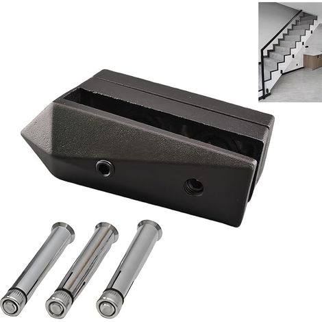 Pince Verre Lourde de Garde-Corps, Support Clôtures en Verre pour la Piscine en Acier Inoxydable, Pince de Fixation latérale pour Verre de Main Courante, Balcon, Rampe d'Escalier (1, Noir) (1/5)