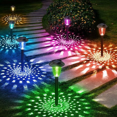 8 Stück Solarlampe für den Außenbereich, Garten, Outdoor-Solarleuchte mit bunten LEDs und warmweißem Licht, wasserdichte Solarlampe für Rasen, Terrasse, Geschenke, Halloween-Weihnachtsdekoration