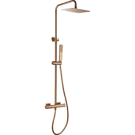 Conjunto ducha termostático Toscana oro rosa cepillado [ IMEX® ]