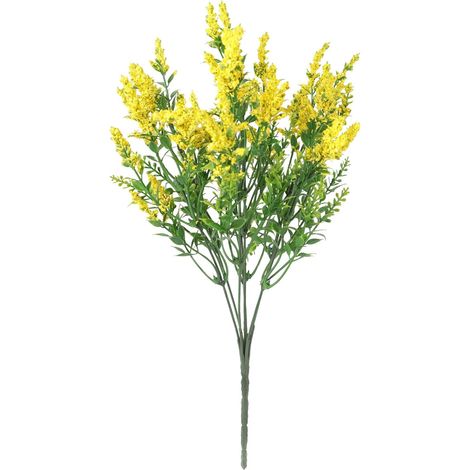 Branche de lavande artificielle jaune, fausse plante fleurie avec verdure pour décorations de mariage, maison, fête et centre de table, 1 pièce (1/5)