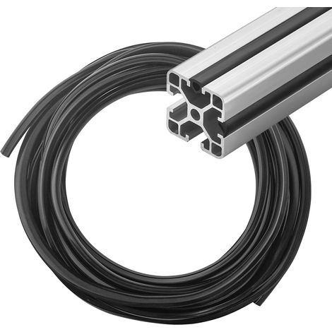 Bande D'étanchéité Souple de Protection Contre la Poussière,Couvercle de Fente de Profil en Aluminium Joint Plat pour 20 Séries 6 mm V Type T Fente - Noir - 5 m (1/5)