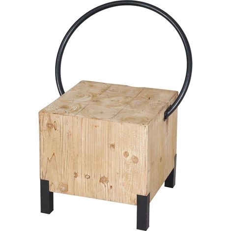 Sedia sala pranzo soggiorno industriale HHG-601 84x60x50cm legno abete naturale ferro nero