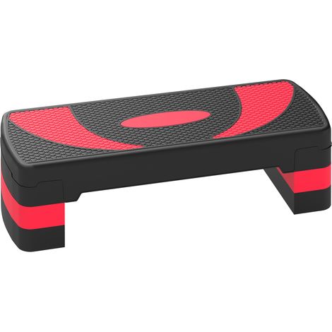 Step Fitness da Aerobica Regolabile su 3 Altezze, in Plastica, 80x31x10/15/20 cm, Rosso e Nero
