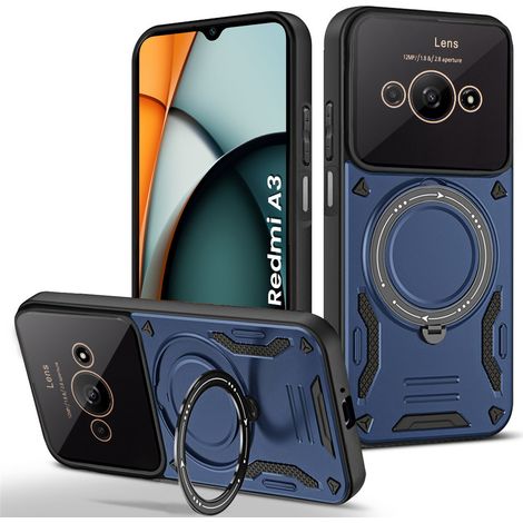 Custodia rinforzata per Xiaomi Redmi A3, con anello magnetico, blu (1/5)