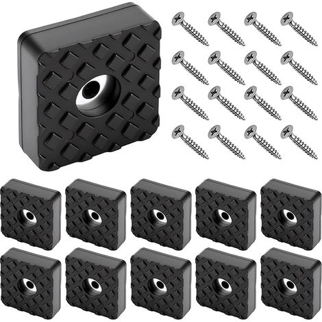 24 PcsPied de Meubles, Pieds en Caoutchouc à Visser, Pieds en Caoutchouc Carrés Antidérapants, Patins en Caoutchoucs pour Meubles, Électronique, Application, Chaises(30 x 10 mm) (1/5)