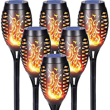 Lampe Solaire Exterieur - 6 Pièces 12 LED Lampe Solaire avec Flammes Réalistes, Imperméable Lampe Torche Solaire pour Décor Jardin, Patio, Chemins, Pelouse (1/5)