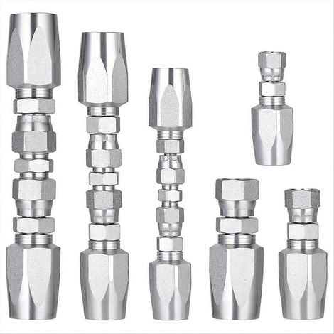 Kit de réparation de flexibles hydrauliques sur site (3 pièces), raccords réutilisables pour flexibles de 1/4 po, 3/8 po et 1/2 po, et petites pièces de rechange. (1/5)