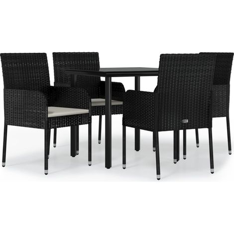 Maison Exclusive - 5-tlg. Garten-Essgruppe mit Kissen Schwarz Pol