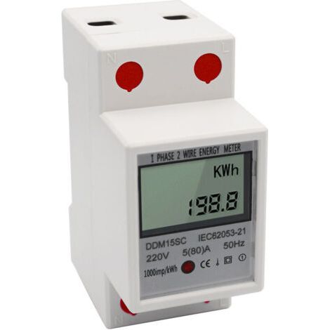 Compteur d'énergie monophasé à Rail DIN à affichage numérique LCD 5 80A 220V 50Hz moniteur de consommation d'énergie de compteur électronique KWh DDM15SC