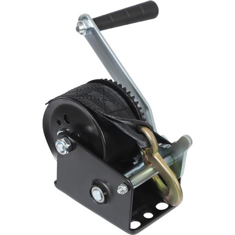 Treuil manuel jusqu'à 360 kg, treuil manuel avec bande en nylon de 5 m, treuil de remorque robuste pour bateaux, remorques et pickups (1/5)